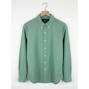 Polo Ralph Lauren Men's XL Custom Fit Stripe Button Down Shirt Green Purple Pink